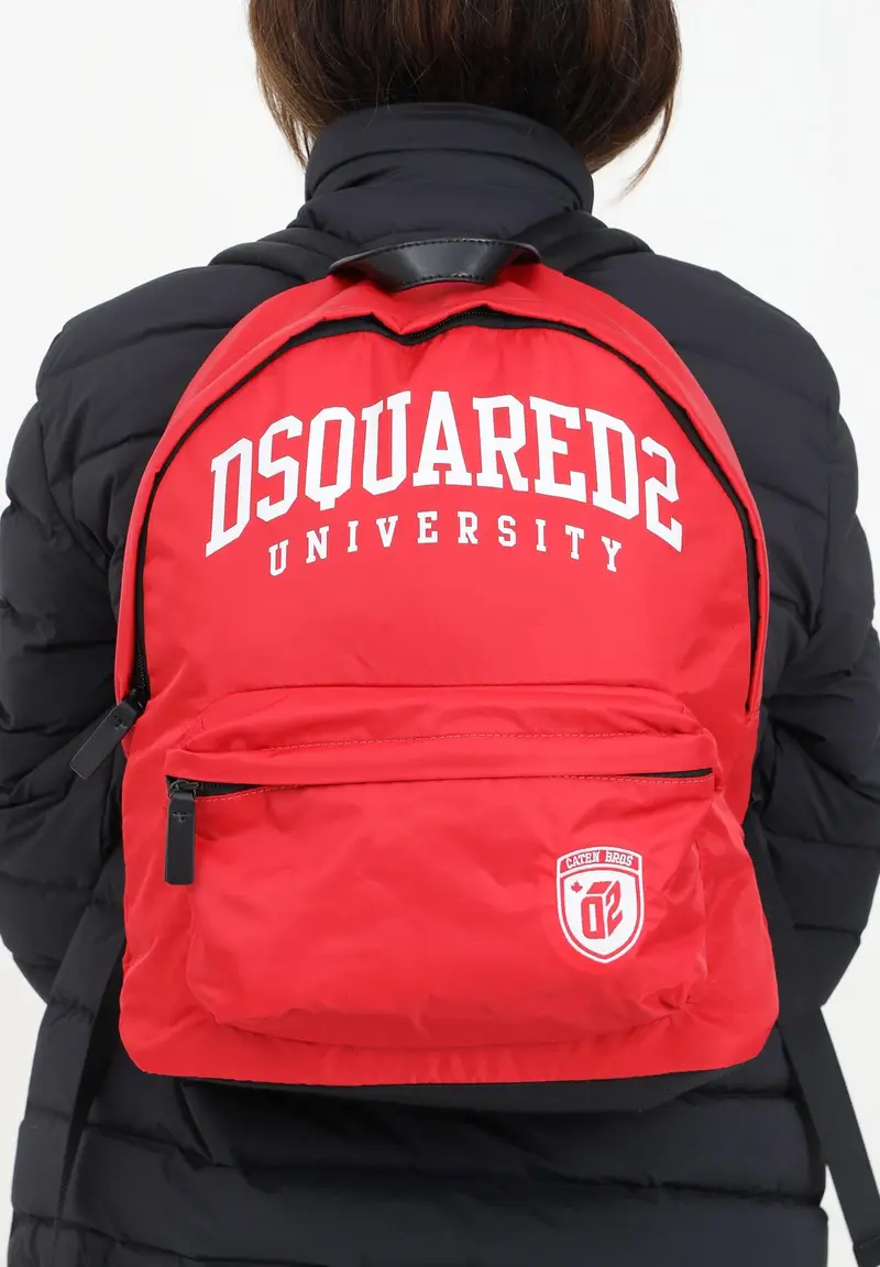 DSQUARED2 Zaino rosso per uomo e donna con stampa logo miniatura 2
