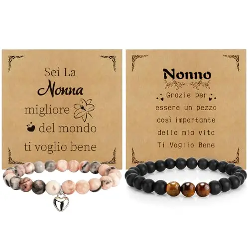 DTUIEUI Regalo Festa Dei Nonni Idee Regalo Nonni Natale - 2 Bracciale Nonna,Bracciale Nonno Regali Idee per