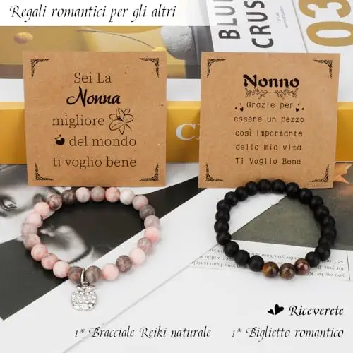 DTUIEUI Regalo Festa Dei Nonni Idee Regalo Nonni Natale - 2 Bracciale Nonna, Bracciale Nonno Regali Idee per miniatura 3