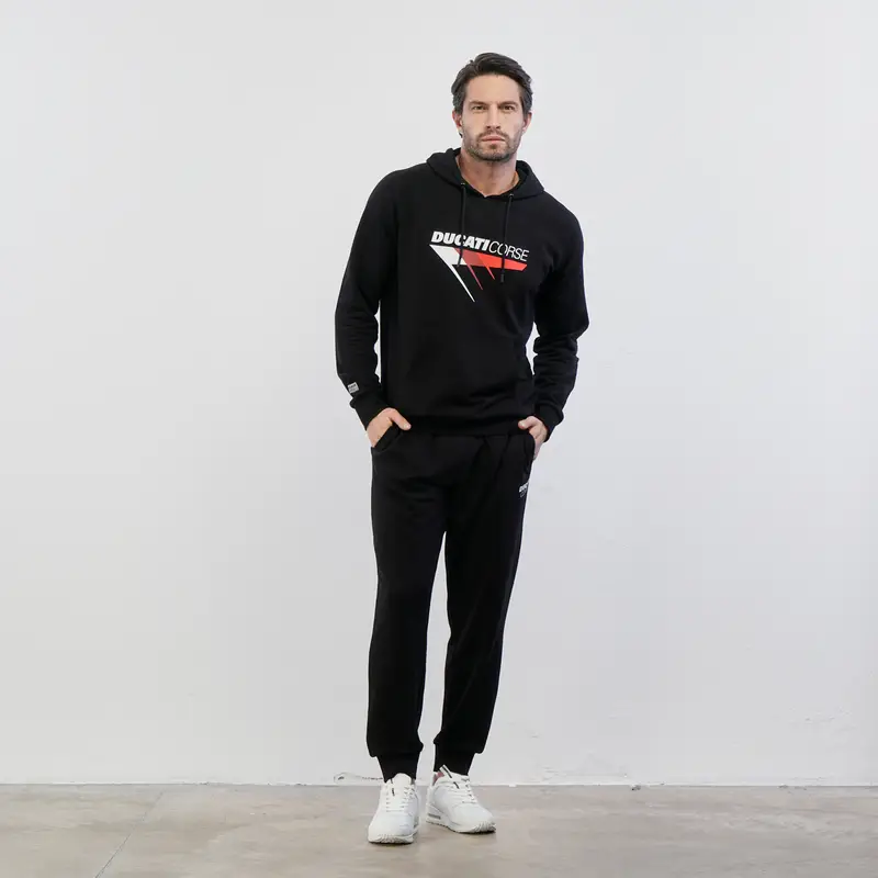 Pantaloni sportivi neri da uomo con tasche e polsini