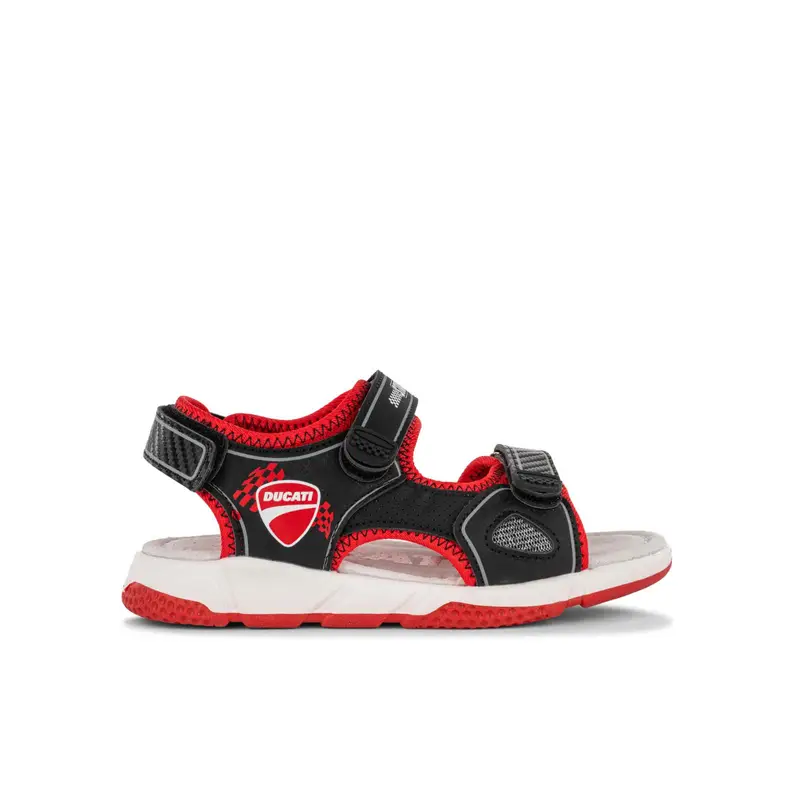 Sandali neri e rossi da bimbo con strappo