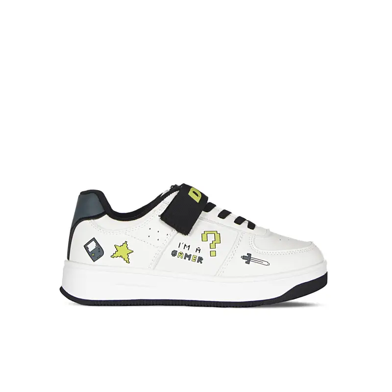 Sneakers basket bianche da bimbo con velcro e disegni modello Bargellino