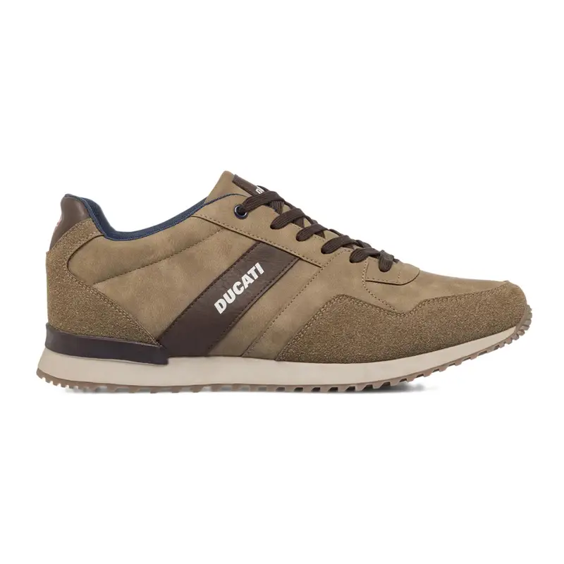 Sneakers beige da uomo con logo laterale