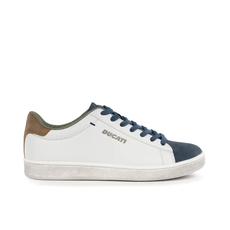 Sneakers bianche con logo laterale e inserti a contrasto