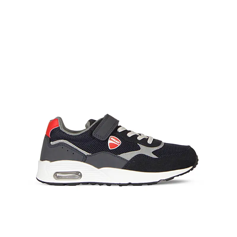 Sneakers bimbo blu da ginnastica con strappo e logo