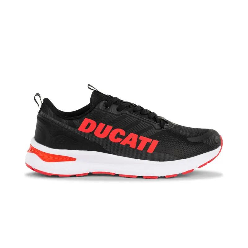 Sneakers uomo nere da running con scritta logo laterale