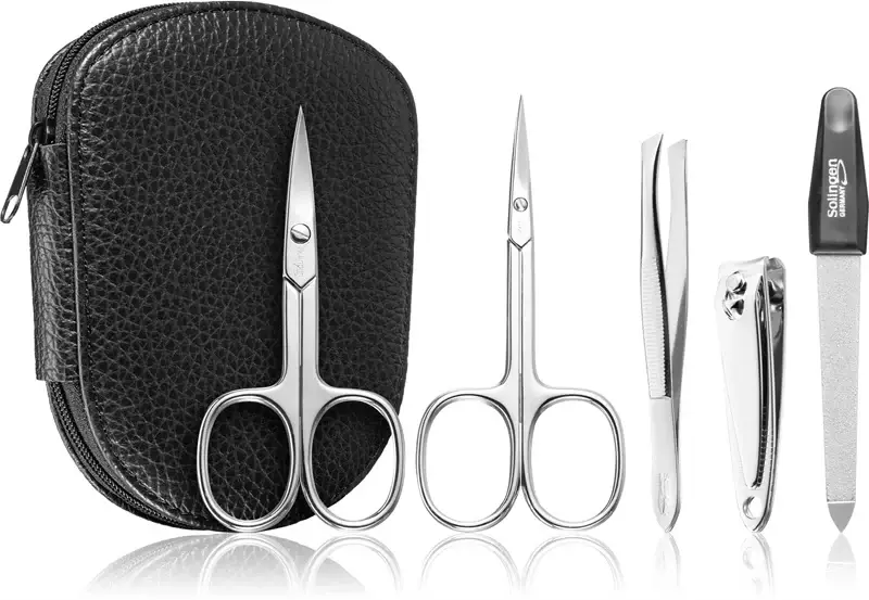 Premium Line Solingen 112 Set per manicure + astuccio in pelle per uomo