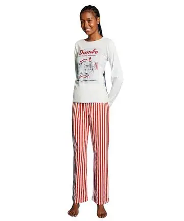Pigiama donna a manica lunga in jersey di cotone Disney Dumbo DYD3831