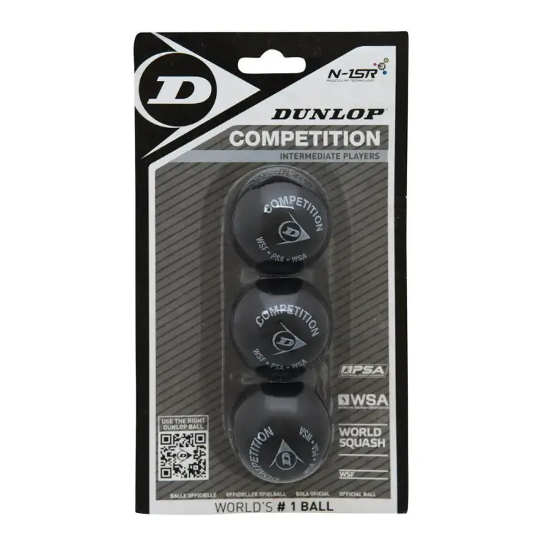 Set di 3 palle da squash Dunlop competition blister