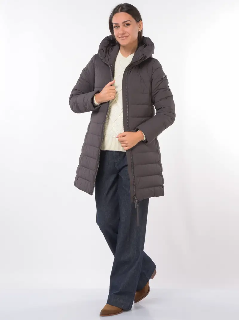 giaccone da donna Duno imbottito con cappuccio MARRON miniatura 2