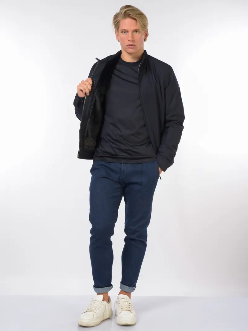 giubbino da uomo Duno in lana ecopelliccia Blu miniatura 2