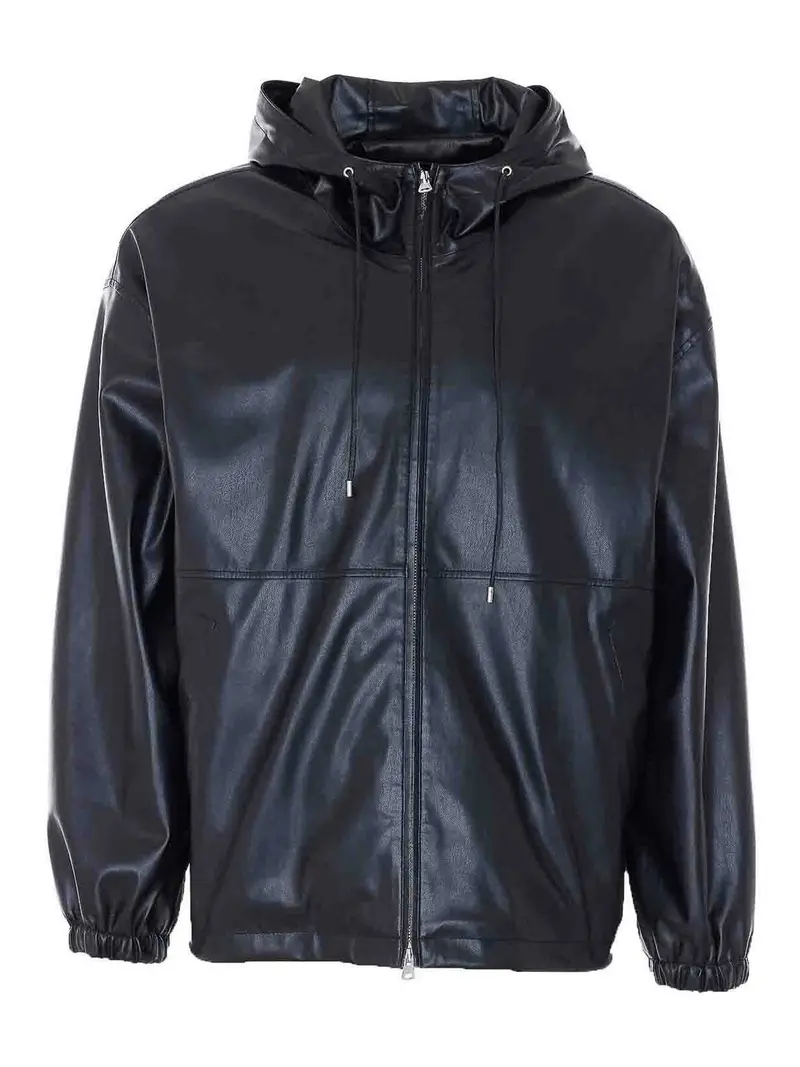 Giacca a vento in pelle vegana Alter Nero