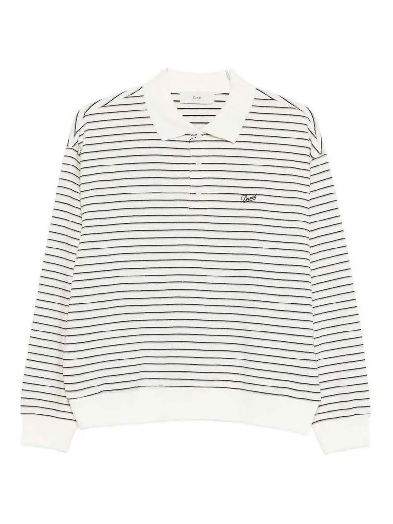 Polo in cotone a righe Bianco