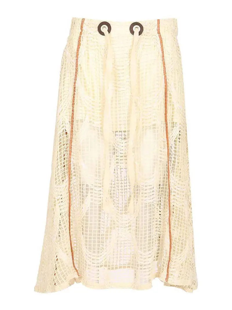 Gonna midi mesh Bianco