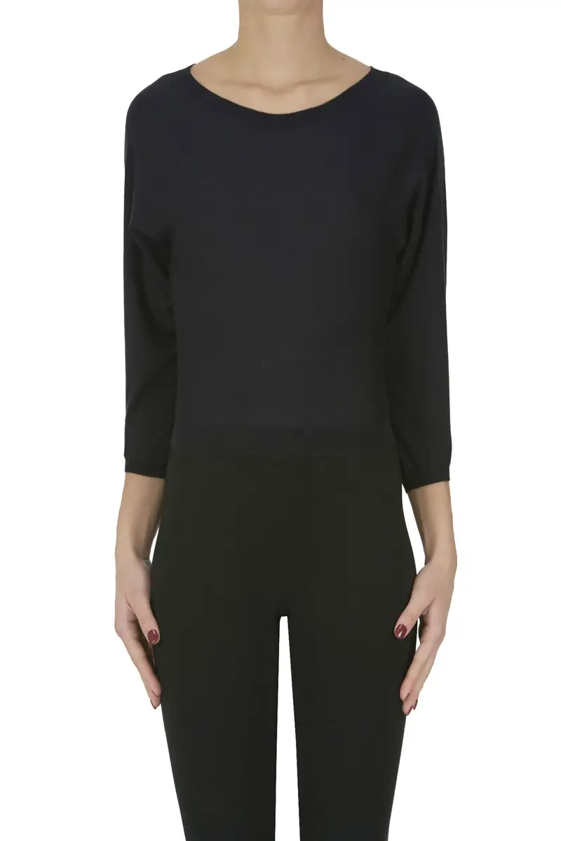 Pullover cropped Blu Marino