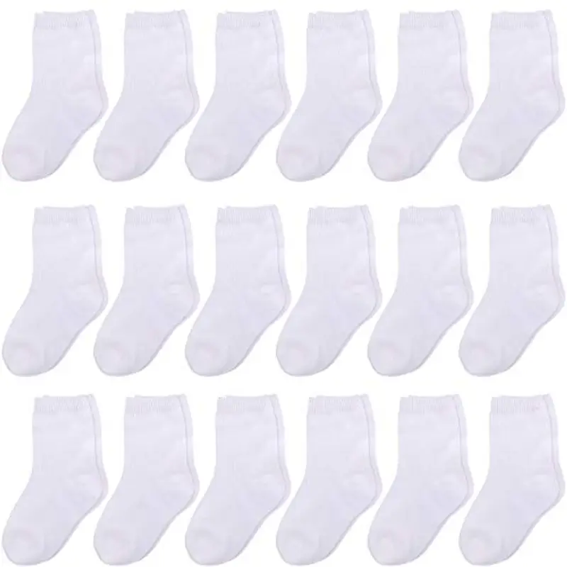 Duufin 18 Paia Calzini Bambino Calzini Meta Polpaccio per Ragazzi Ragazze e Neonato, Bianco, 2