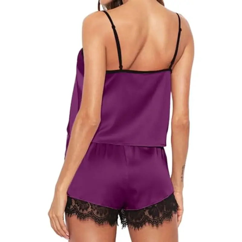 Dwevkeful Pigiama Donna Cotone Estivo, per Casa Comodo Senza Maniche Biancheria da Notte Loungewear Curvy Set Canottiera e Pantaloncini con Spalline Sexy Pigiama Completo Morbido Due Pezzi Sleepwear miniatura 3