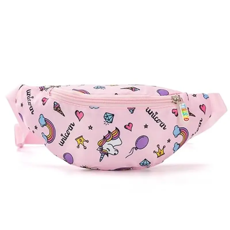 Dzxin sac Banane, Joli sac Banane Licorne, sac de Poitrine pour Enfants Enfants Grils Garçons Course Randonnée Voyage Sports(Rose)