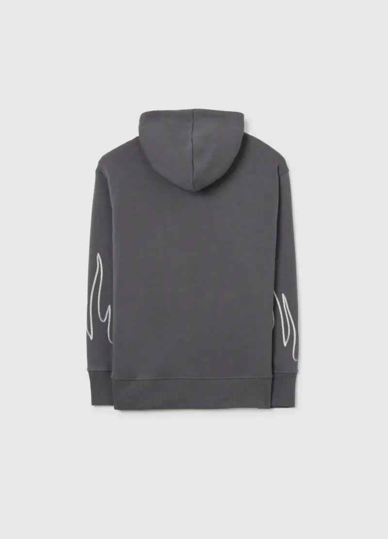 Felpa Da Bambino In Misto Cotone Grigia Regular Fit Con Cappuccio, Unisex, Grigio miniatura 2