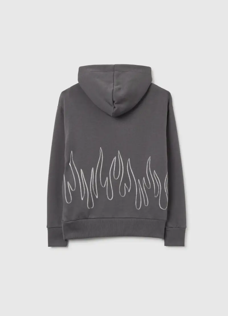 Felpa Da Bambino In Misto Cotone Grigia Regular Fit Con Cappuccio, Unisex, Grigio miniatura 2