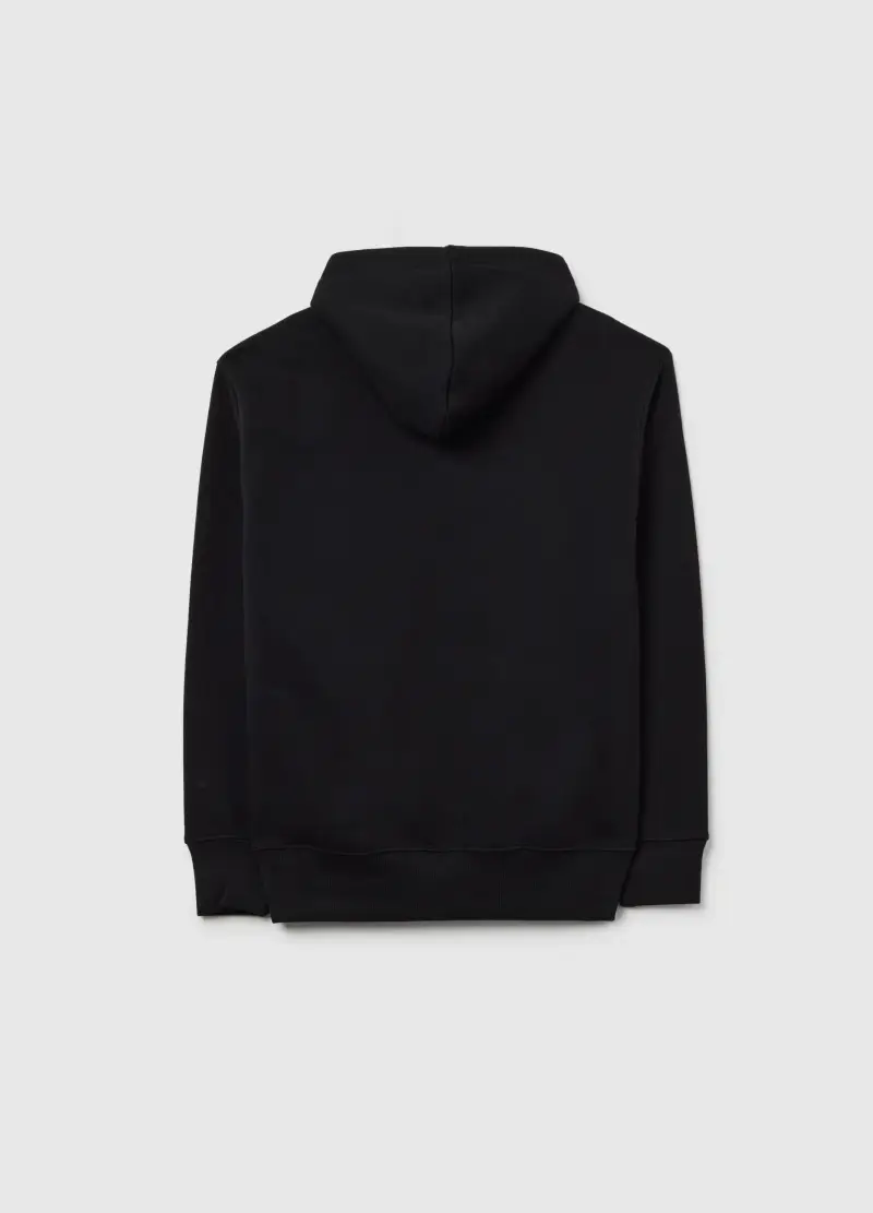 Felpa Da Bambino In Misto Cotone Nera Regular Fit Con Cappuccio, Unisex, Nero miniatura 2