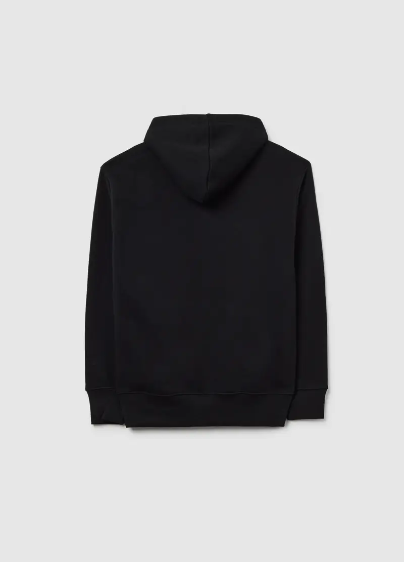 Felpa Da Bambino In Misto Cotone Nera Regular Fit Con Cappuccio, Unisex, Nero miniatura 2