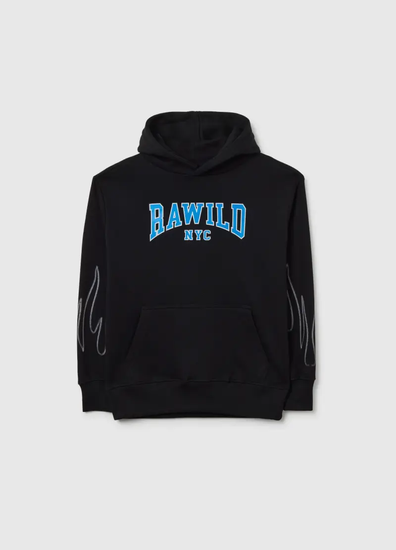 Felpa Da Bambino In Misto Cotone Nero Regular Fit, Unisex, Nero