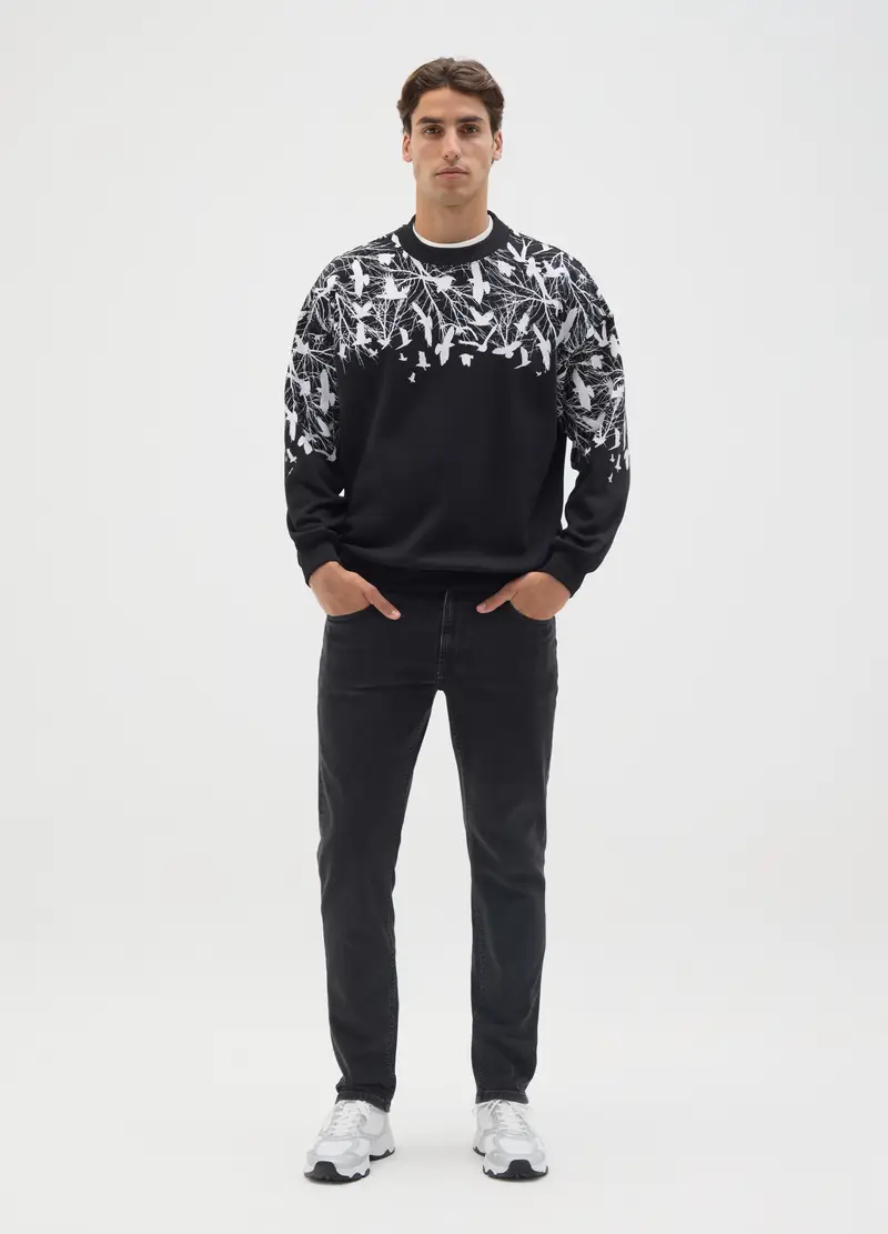 Felpa In Misto Cotone Multicolor, Uomo, Multicolor miniatura 2