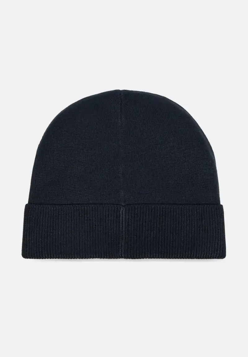 Berretto di lana blu da uomo con logo miniatura 2