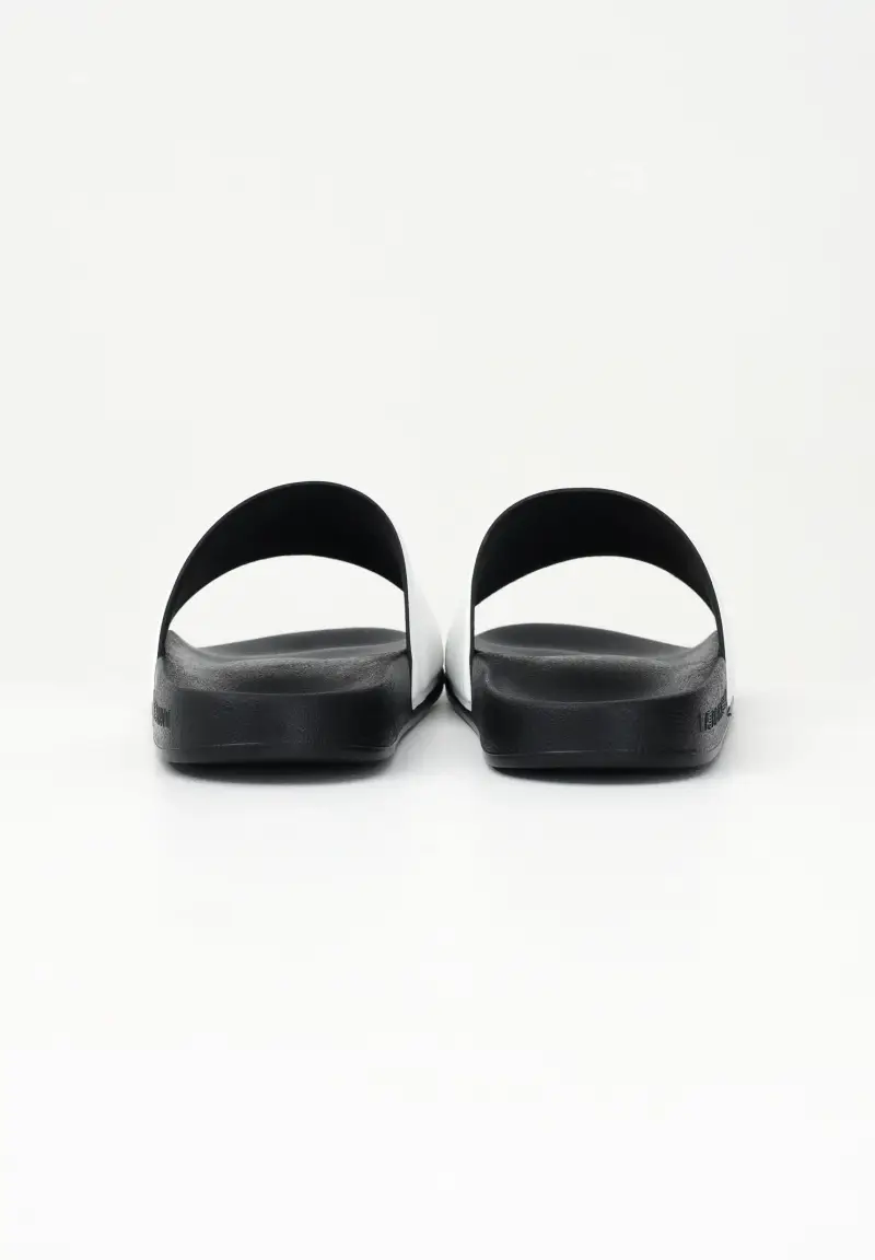 Ciabatte bianche e nere da uomo con logo miniatura 2