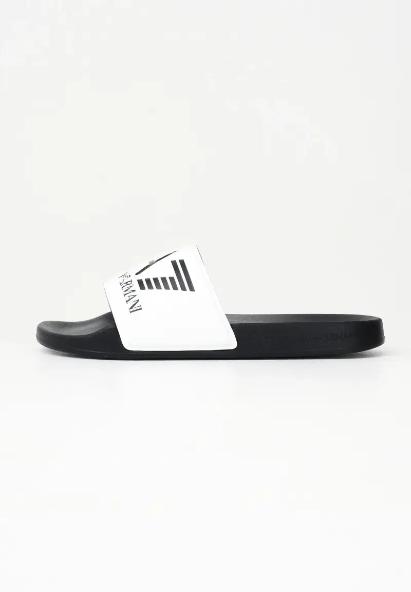 Ciabatte bianche e nere da uomo con logo