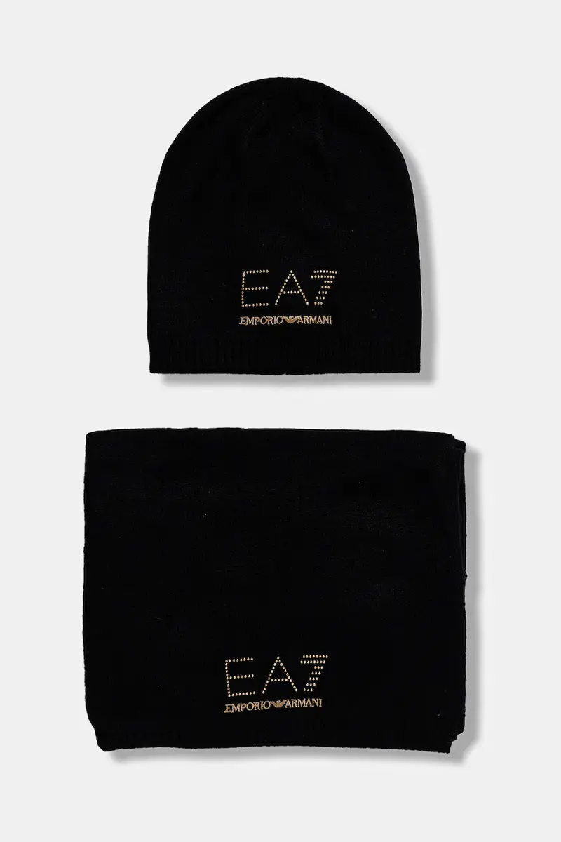 cappello e sciarpa con aggiunta di lana colore nero AF16843.7W000717