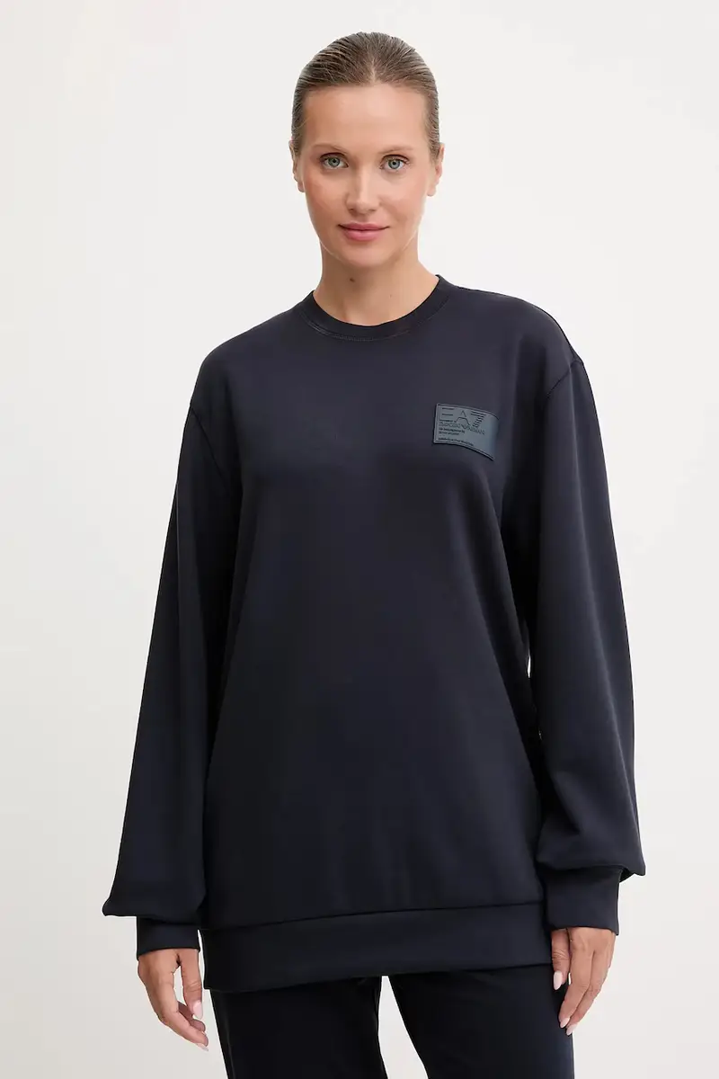 felpa donna colore blu navy con applicazione AF13790.7X000129