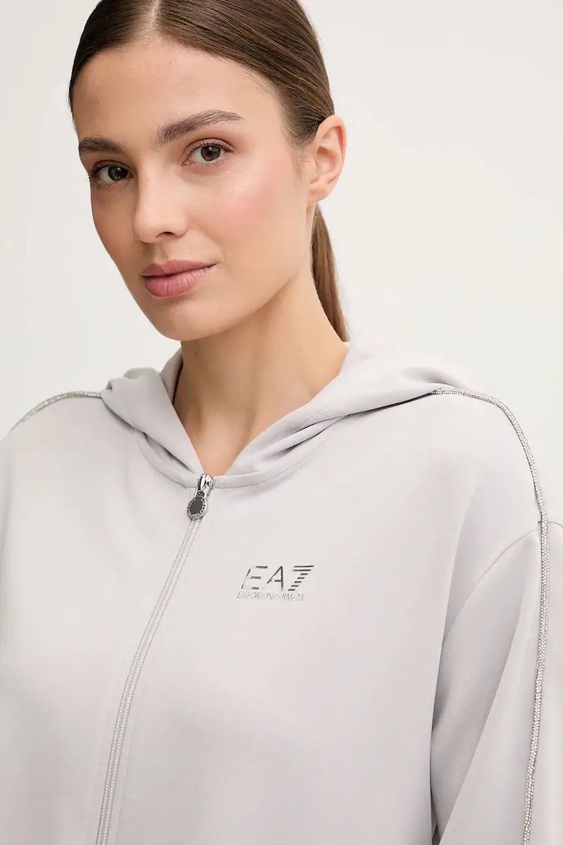 felpa donna colore grigio con cappuccio AF12643.7W000443 miniatura 4