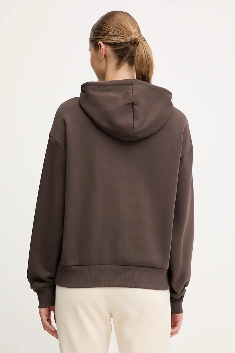 felpa donna colore marrone con cappuccio con applicazione AF10377-7W000422 miniatura 3