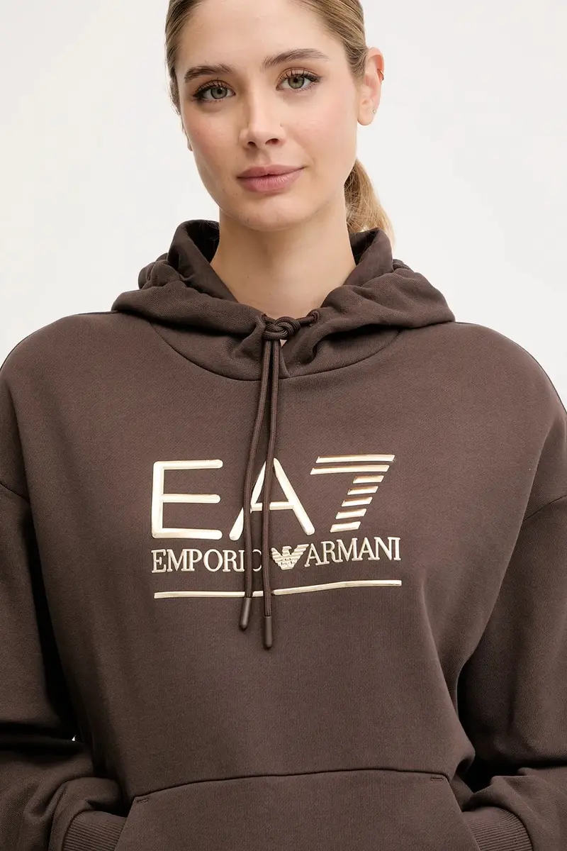 felpa donna colore marrone con cappuccio con applicazione AF10377-7W000422 miniatura 4