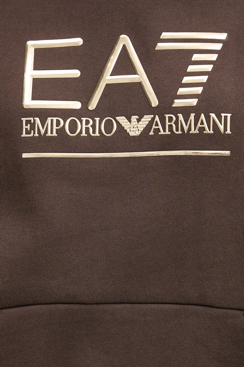 felpa donna colore marrone con cappuccio con applicazione AF10377-7W000422 miniatura 5