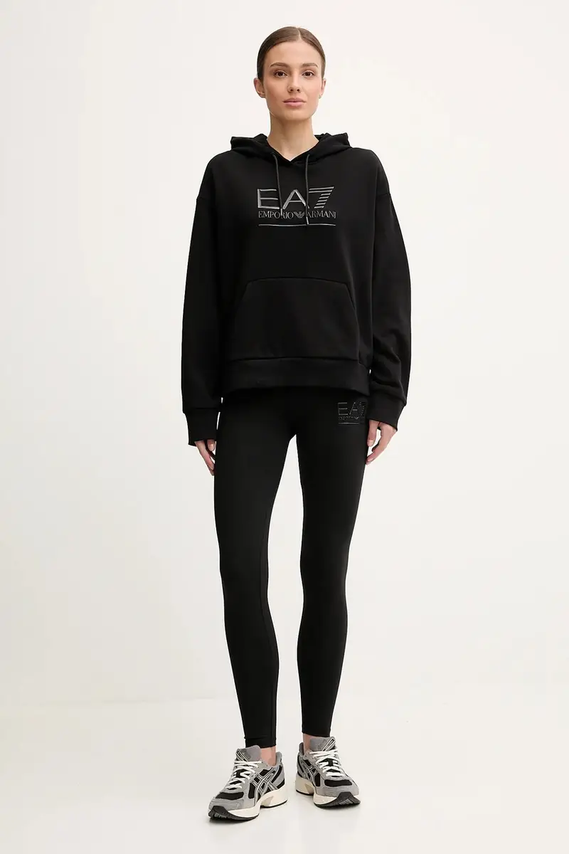 felpa donna colore nero con cappuccio con applicazione AF10377-7W000422 miniatura 2