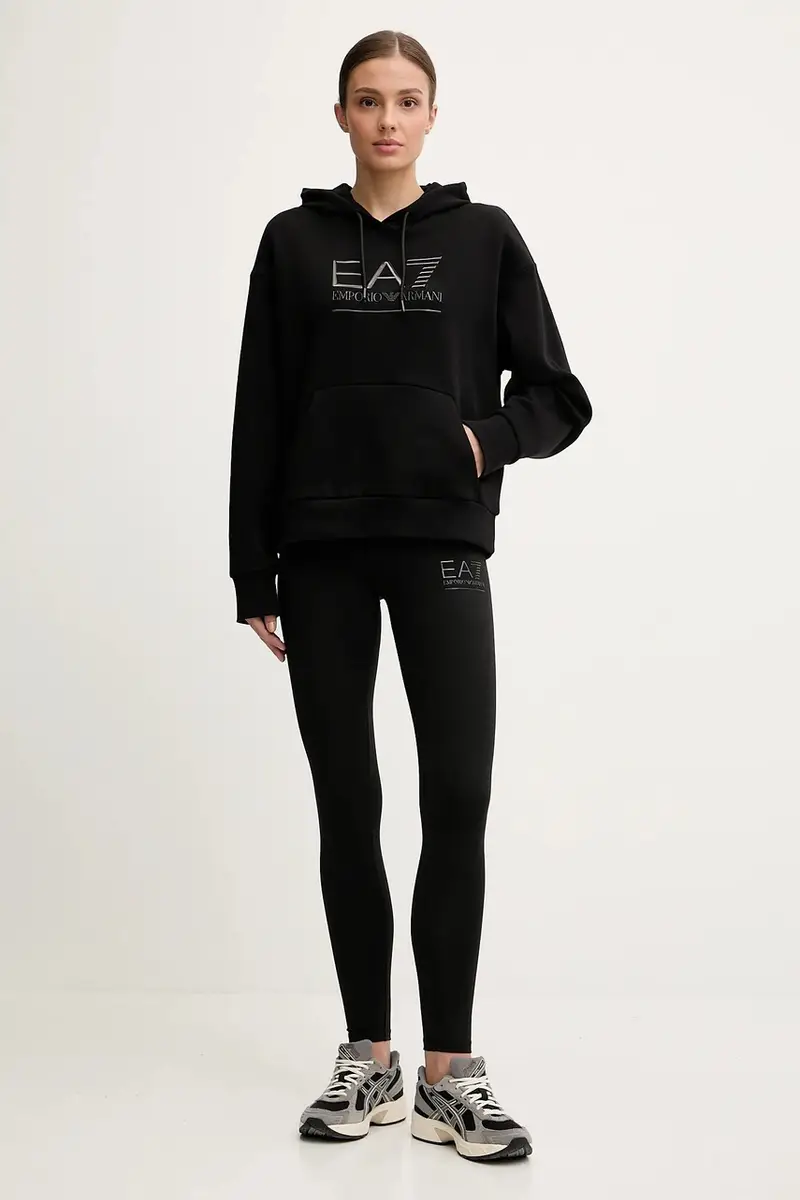 felpa donna colore nero con cappuccio con applicazione AF10377-7W000422 miniatura 4