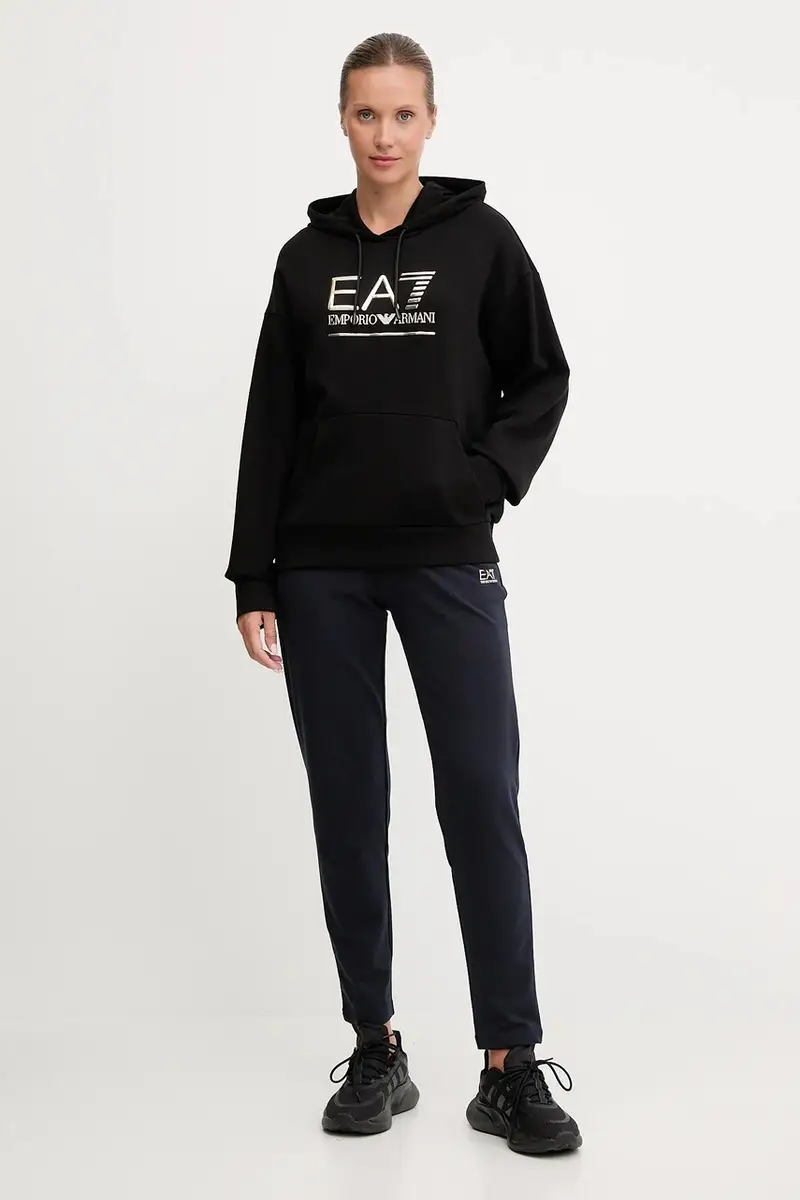 felpa donna colore nero con cappuccio con applicazione AF12473.7W000417 miniatura 2