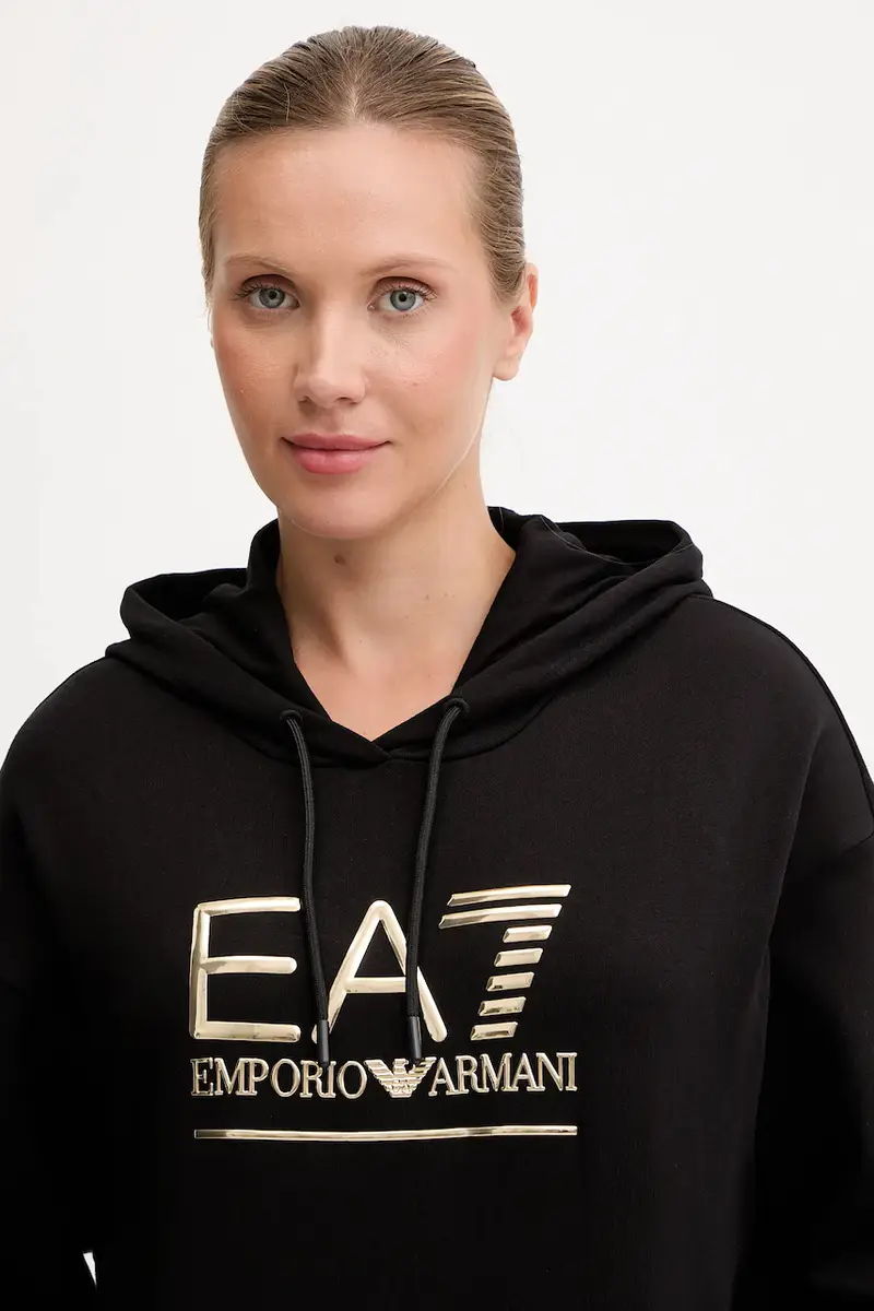 felpa donna colore nero con cappuccio con applicazione AF12473.7W000417 miniatura 4