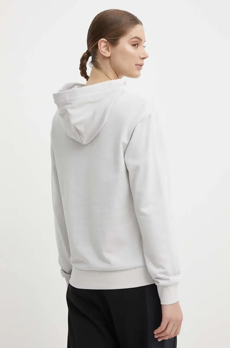 felpa in cotone donna colore grigio con cappuccio con applicazione miniatura 3
