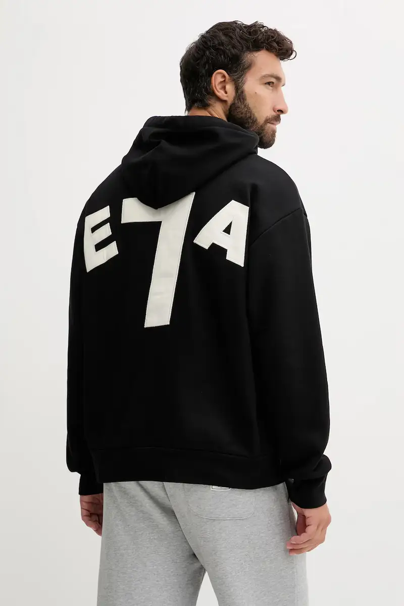 felpa in cotone uomo colore nero con cappuccio con applicazione AF13797.7X000165