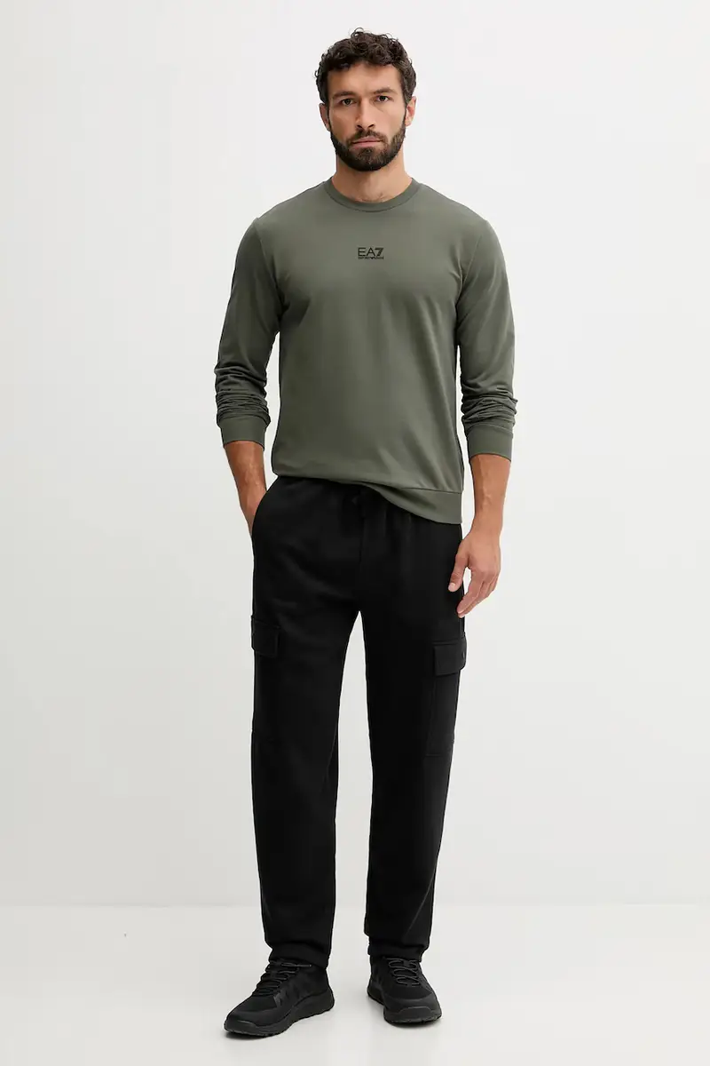 felpa in cotone uomo colore nero PJVRZ.8NPM30 Verde miniatura 2