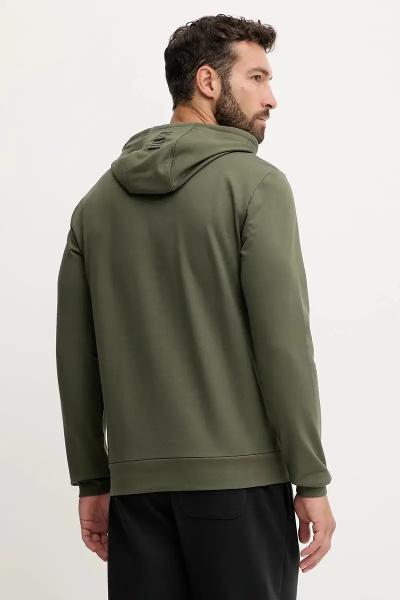 felpa in cotone uomo colore verde con cappuccio PJVRZ.8NPM32 miniatura 3