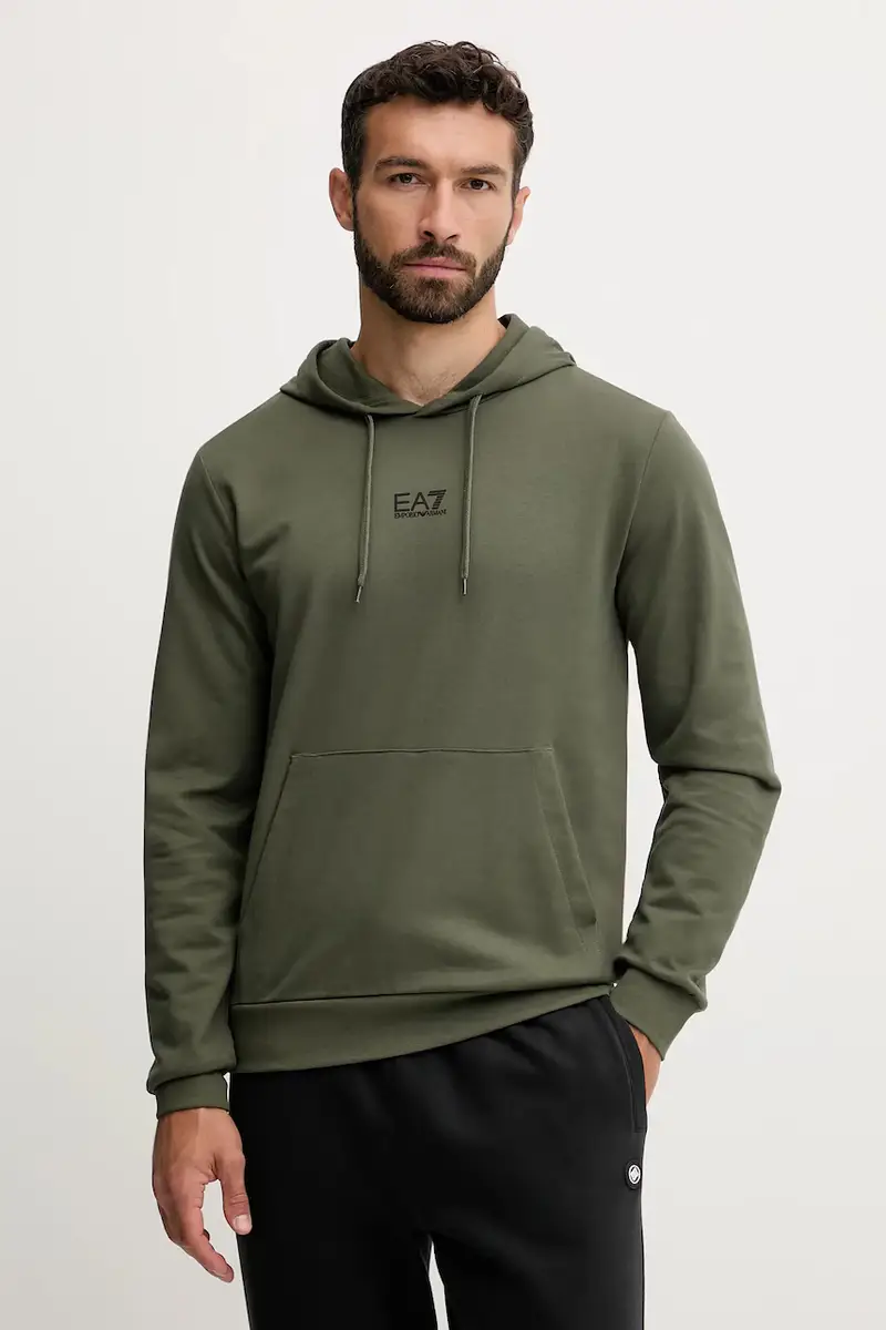 felpa in cotone uomo colore verde con cappuccio PJVRZ.8NPM32