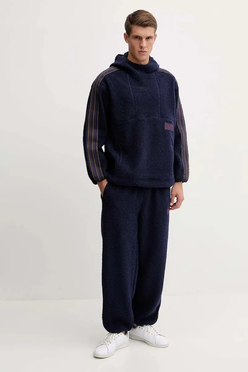 felpa in pile uomo colore blu navy con cappuccio con applicazione AF18559.7X000211 miniatura 2