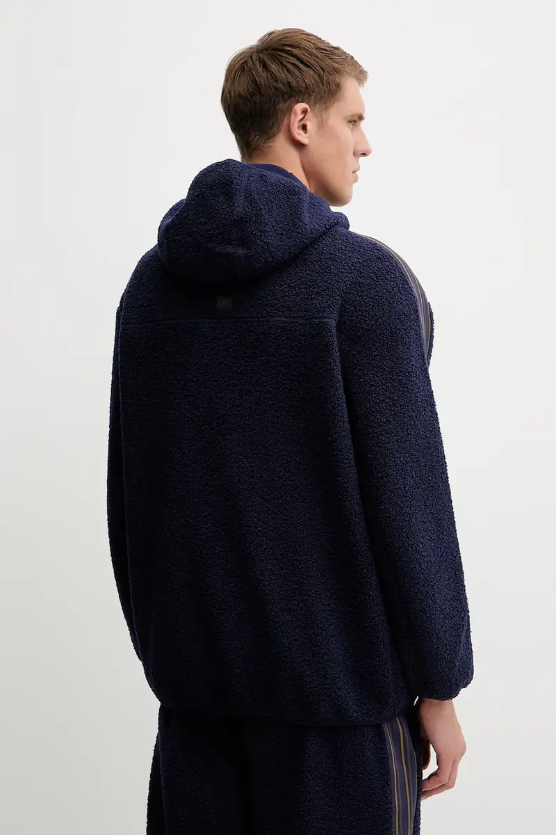 felpa in pile uomo colore blu navy con cappuccio con applicazione AF18559.7X000211 miniatura 3