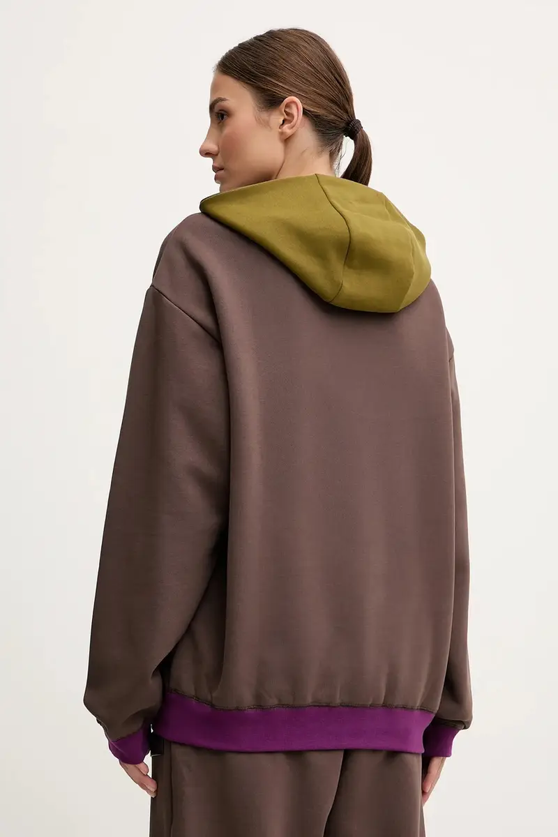 felpa reversibile donna colore marrone con cappuccio AF10377-7X000156 miniatura 4