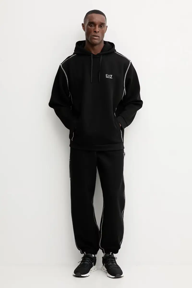 felpa uomo colore nero con cappuccio con applicazione AF13538.7M000660 miniatura 2